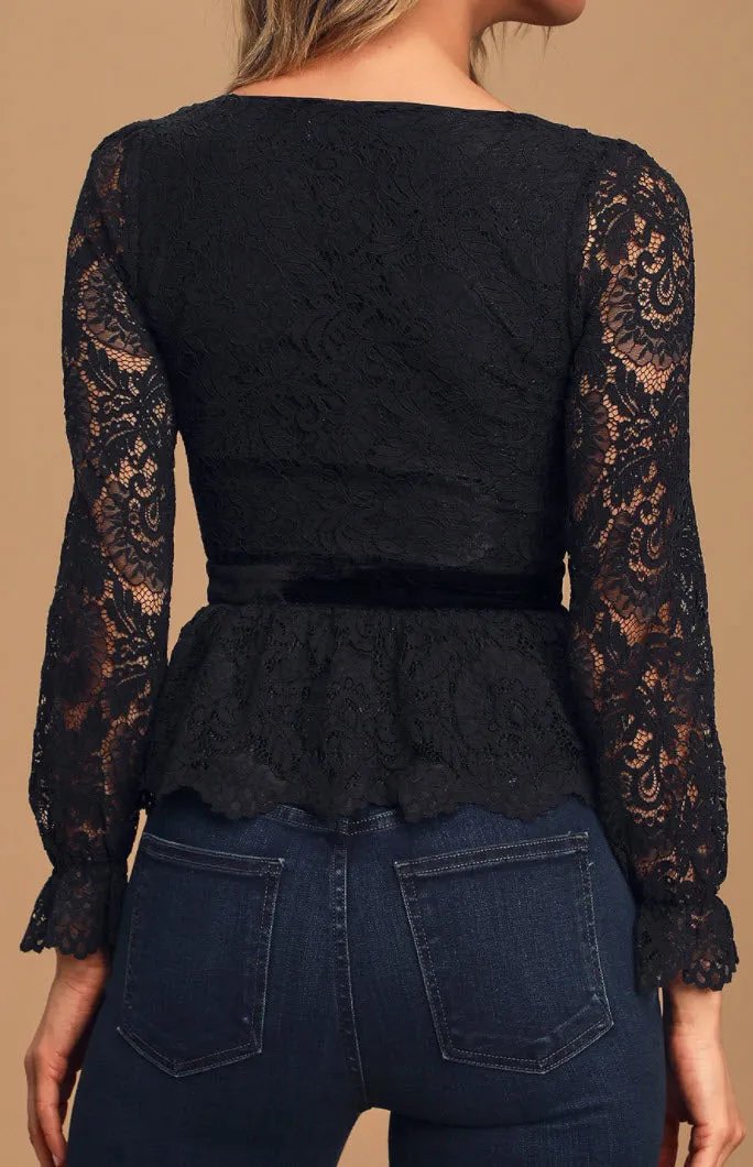 ANDIE LACE SLEEVE BLOUSE BLACK