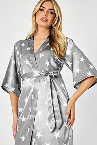 CityComfort Kimono Dressing Gowns, Women's Satin Robe, Ladies Dressing Gowns