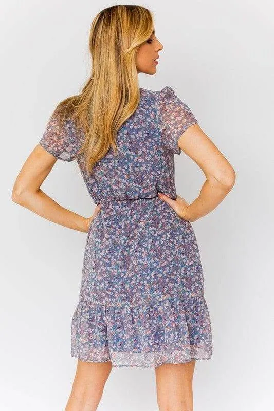 Gilli | Puff Sleeve Faux Wrap Mini Dress With Ruffle