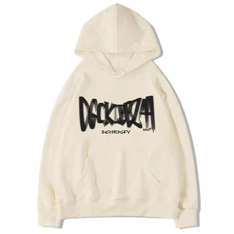 Metaversmall Light Grey Hooded Chic Letter Print Female Hoodies Winter New 4-colors Fashion Pocket Loose Simple Casual Women Hoodies