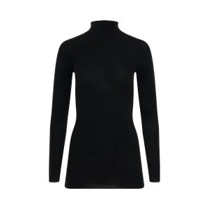 Ribbed Lupetto Knit Sweater in Black