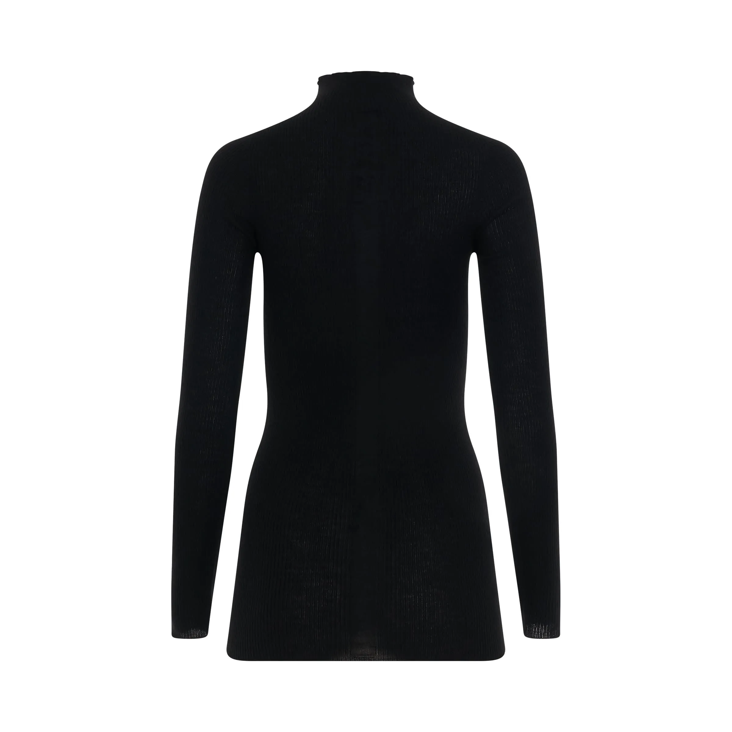 Ribbed Lupetto Knit Sweater in Black